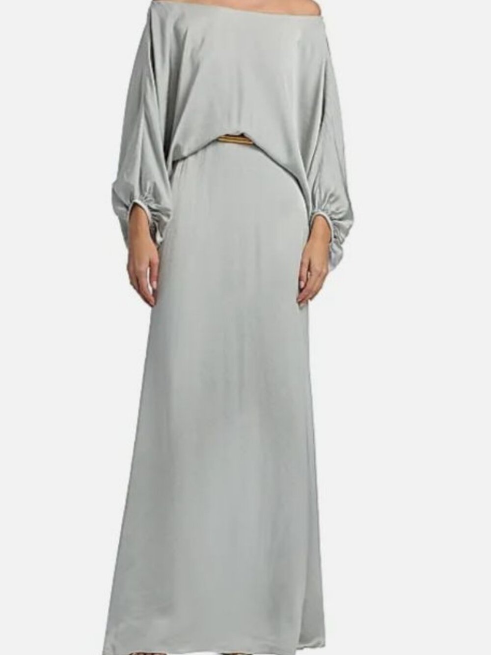 Silvia Tcherassi Women's Silver Lorella Off-the-Shoulder Maxi Dress Size M